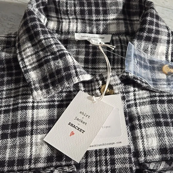 NWT Beachlunchlounge Shacket Shirt Jacket Size XS Small Flannel - Picture 2 of 10